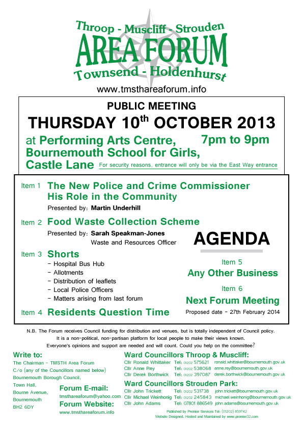 TMSTH Area Forum Agenda October 2013 - Side 1