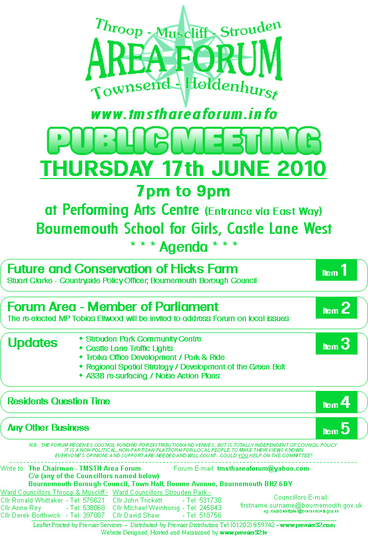 TMSTH Area Forum Agenda - 17th June 2010