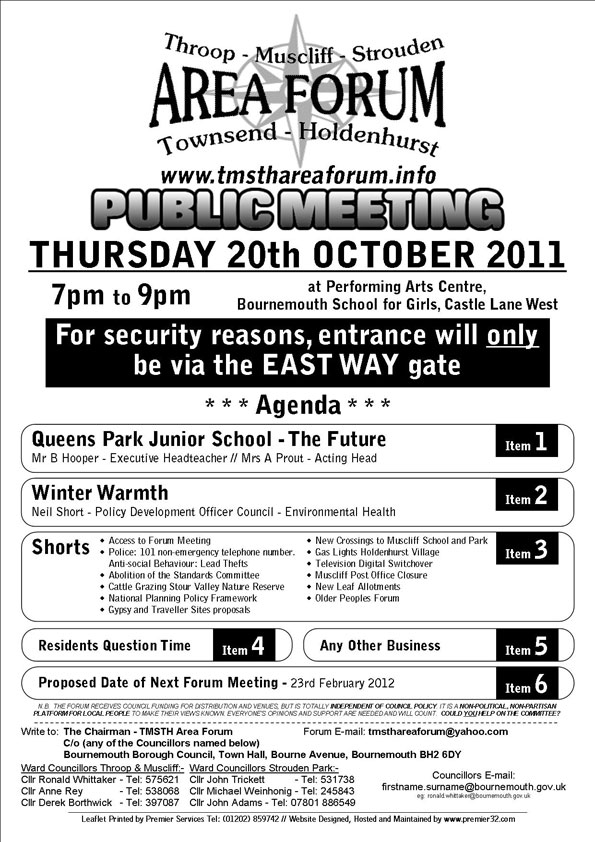 TMSTH Area Forum Agenda October 2011 - Side 1