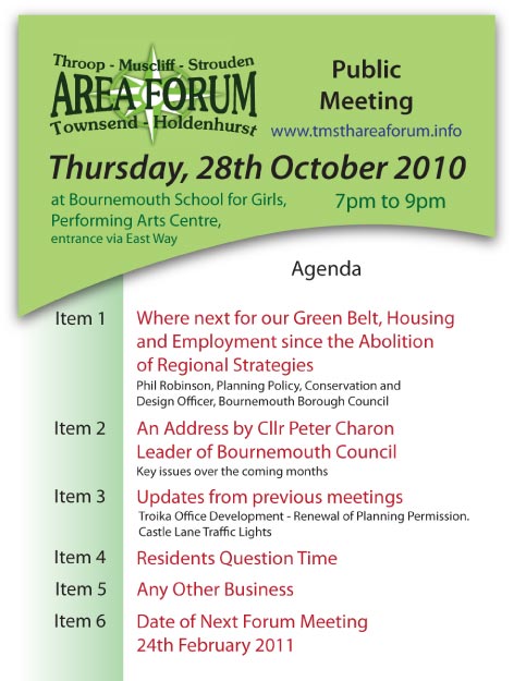 TMSTH Area Forum Agenda October 2010 - Side 1