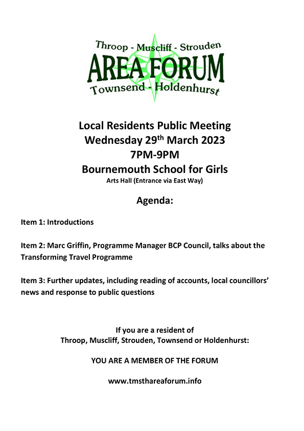 TMSTH Area Forum Agenda 29th March 2023