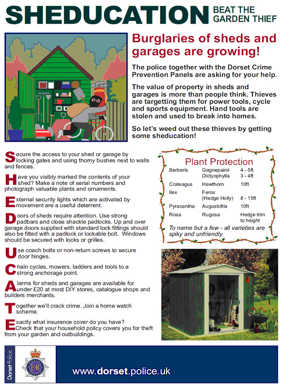 Sheducation Leaflet - Burglaries of sheds and garages - Dorset Police