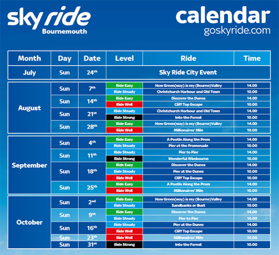 Bournemouth Sky Ride Local Programme Timetable